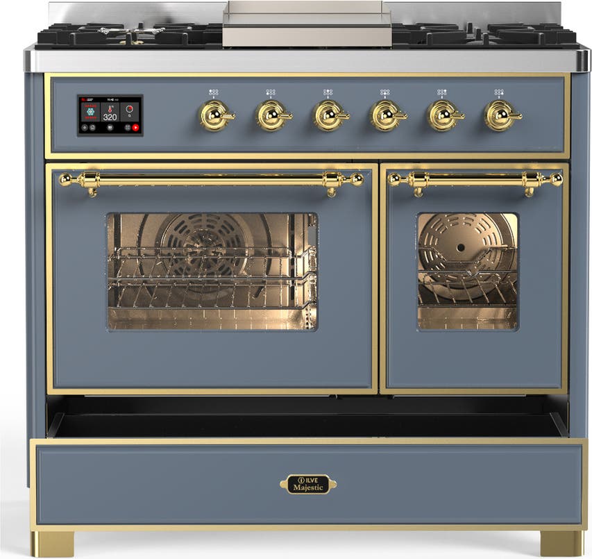 Ilve UMD40FNR3BGGLP Blue Grey With Brass Trim, Liquid Propane