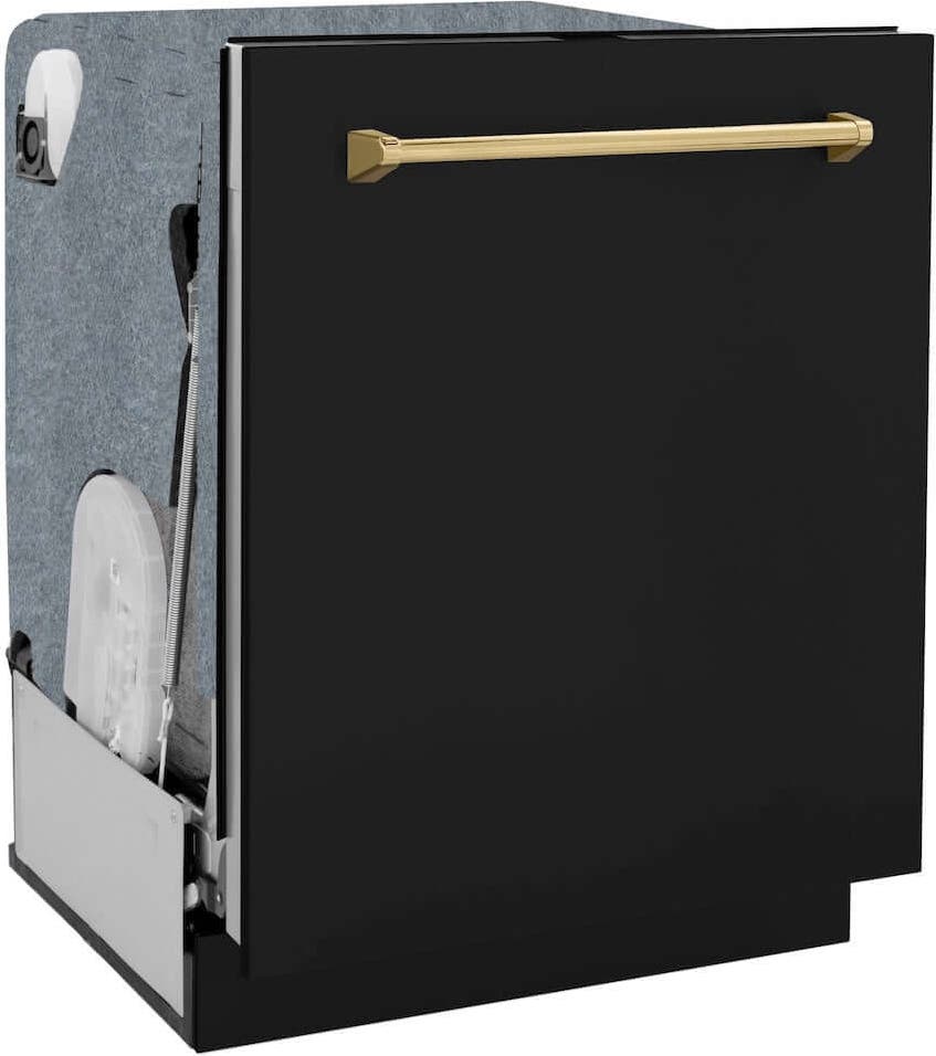 Zline DWMTZBLM24G Black Matte With Polished Gold Handle