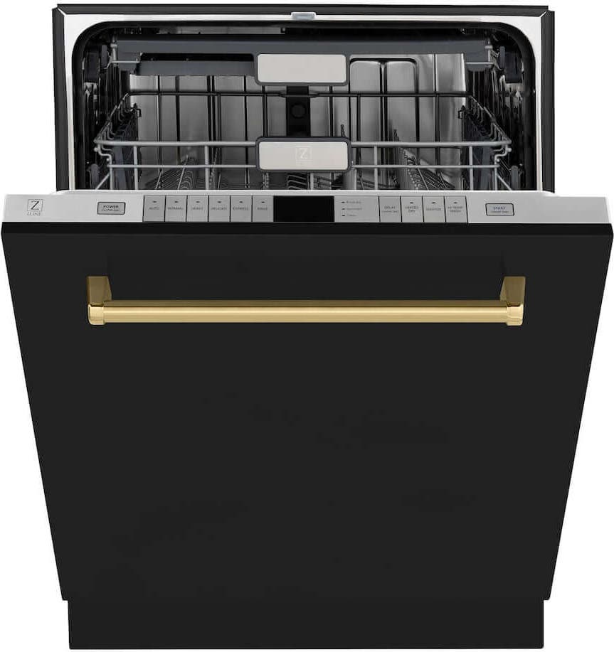 Zline DWMTZBLM24G Black Matte With Polished Gold Handle