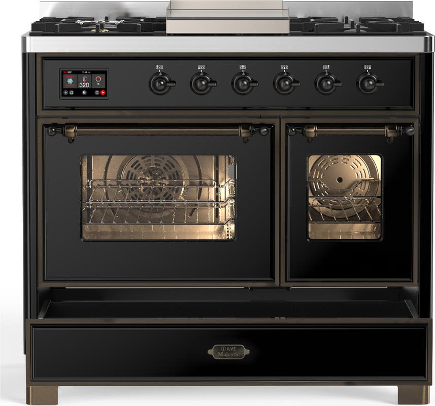 Ilve UMD40FNR3BKB Glossy Black With Burnished Trim, Natural Gas