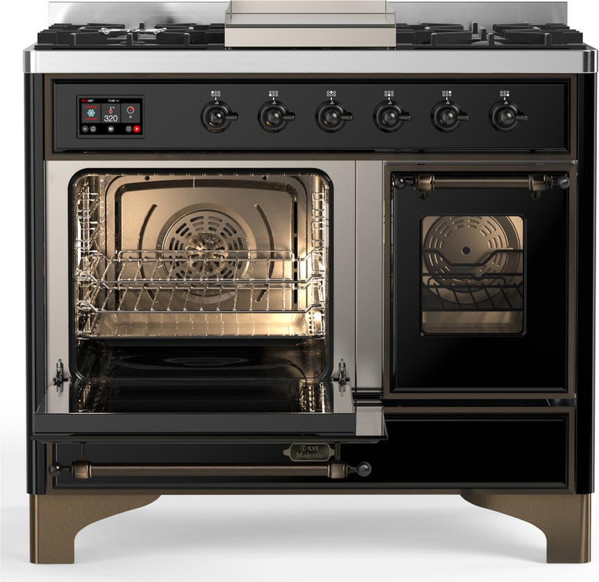 Ilve UMD40FNR3BKBLP Glossy Black With Burnished Trim, Liquid Propane