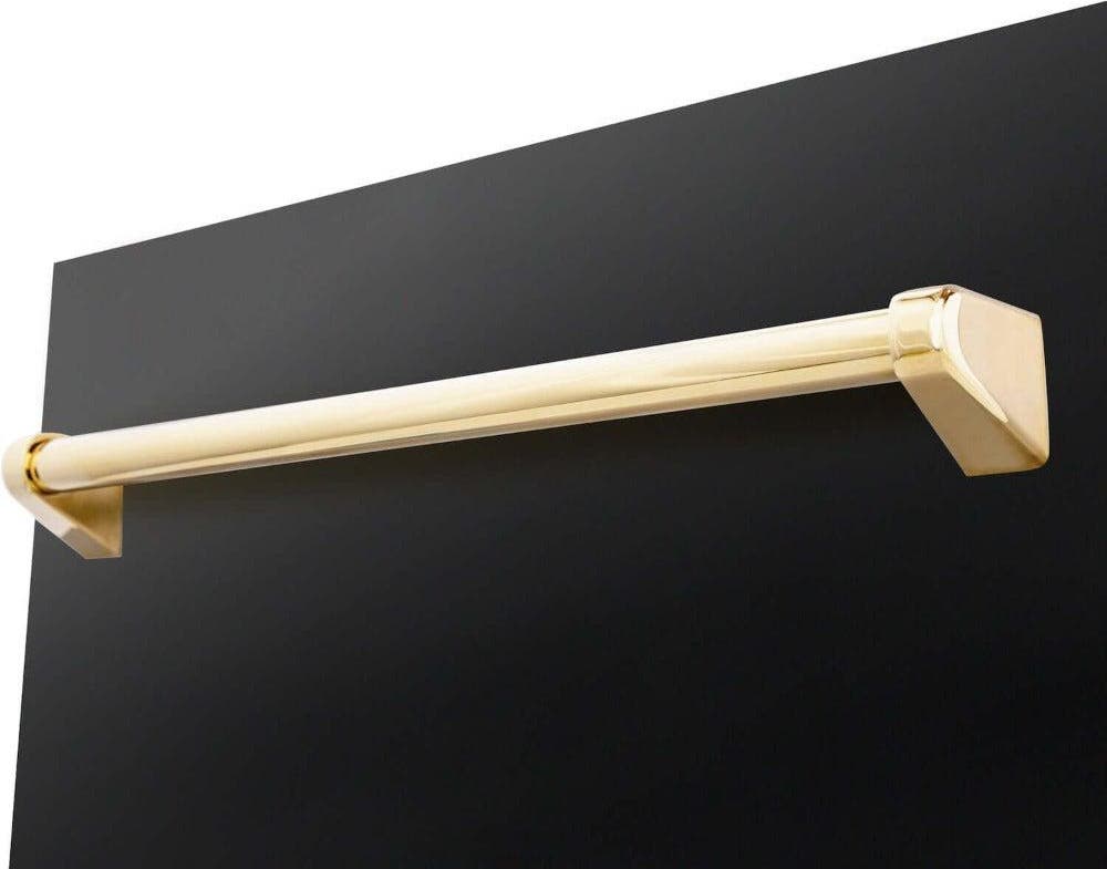 Zline DWVZBS18G Black Stainless Steel With Polished Gold Handle