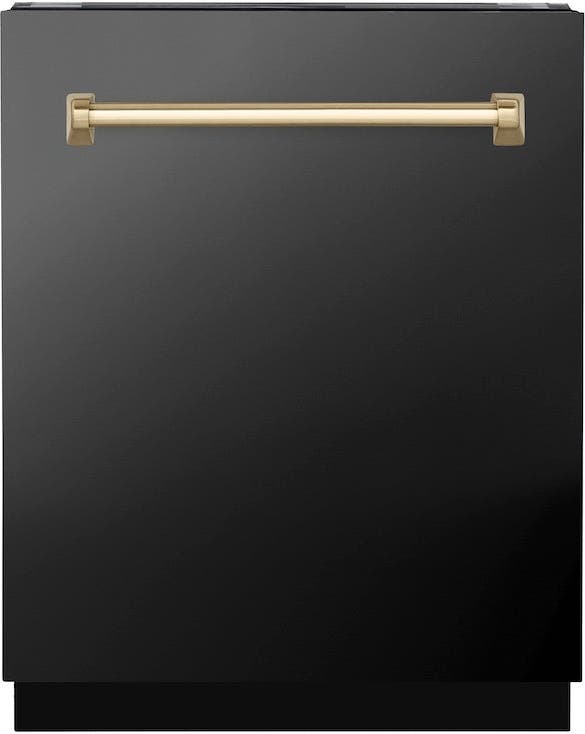 Zline DWVZBS24CB Black Stainless Steel With Champagne Bronze Handle