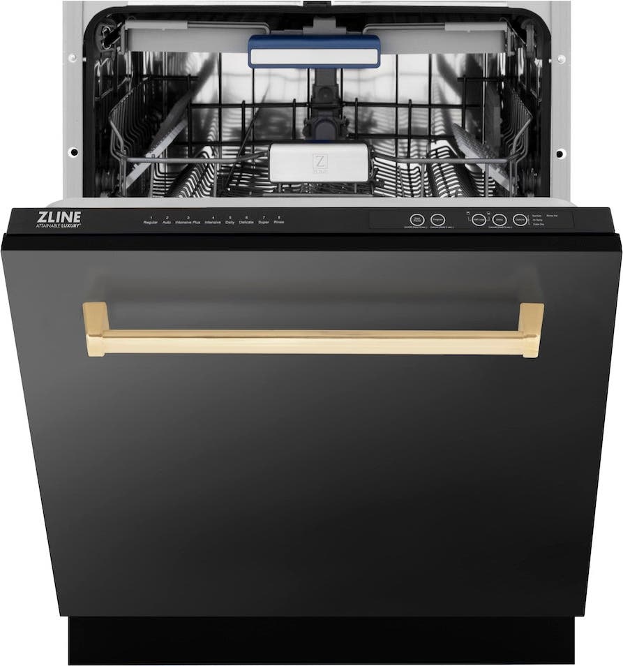 Zline DWVZBS24CB Black Stainless Steel With Champagne Bronze Handle