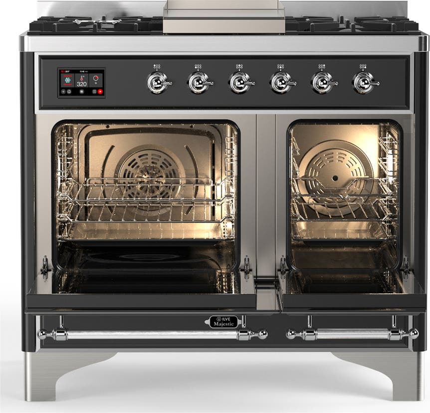 Ilve UMD40FNR3BKC Glossy Black With Chrome Trim, Natural Gas