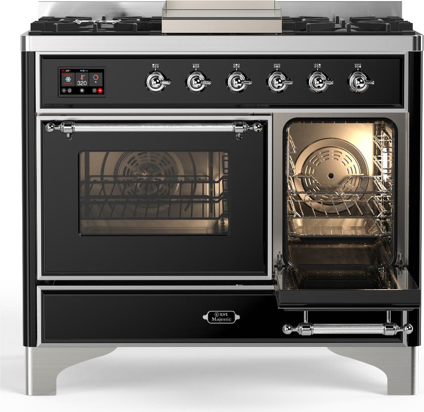 Ilve UMD40FNR3BKC Glossy Black With Chrome Trim, Natural Gas
