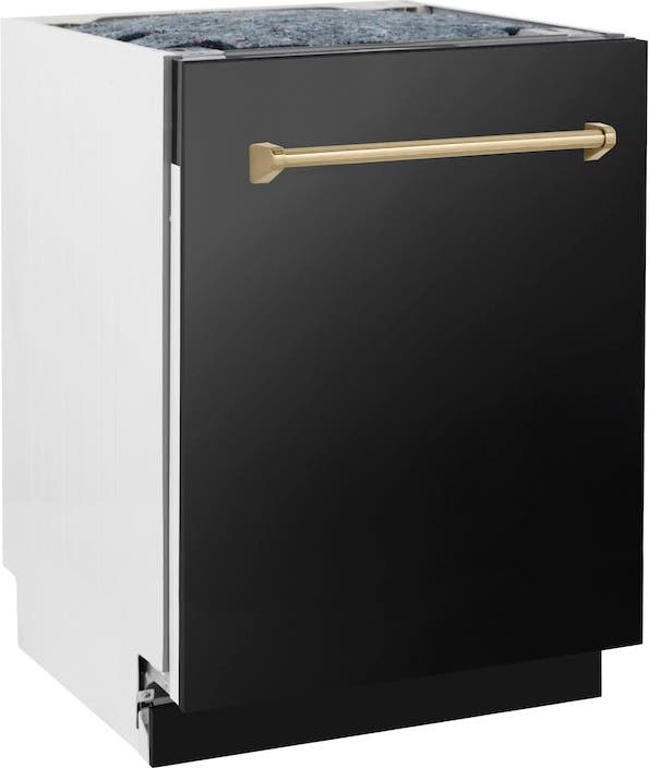 Zline DWVZBS24CB Black Stainless Steel With Champagne Bronze Handle