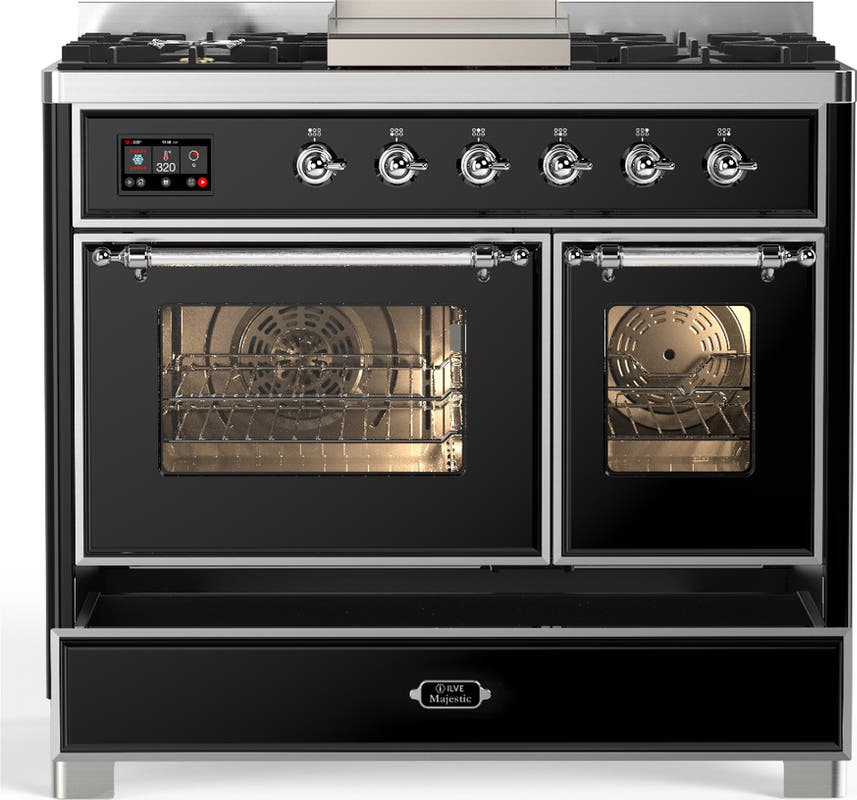 Ilve UMD40FNR3BKC Glossy Black With Chrome Trim, Natural Gas
