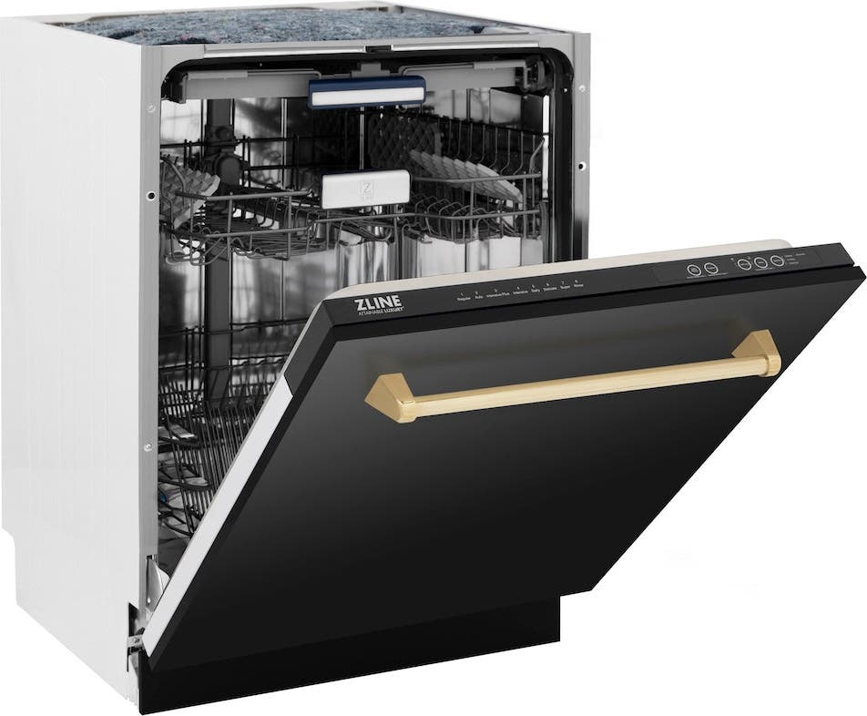 Zline DWVZBS24CB Black Stainless Steel With Champagne Bronze Handle