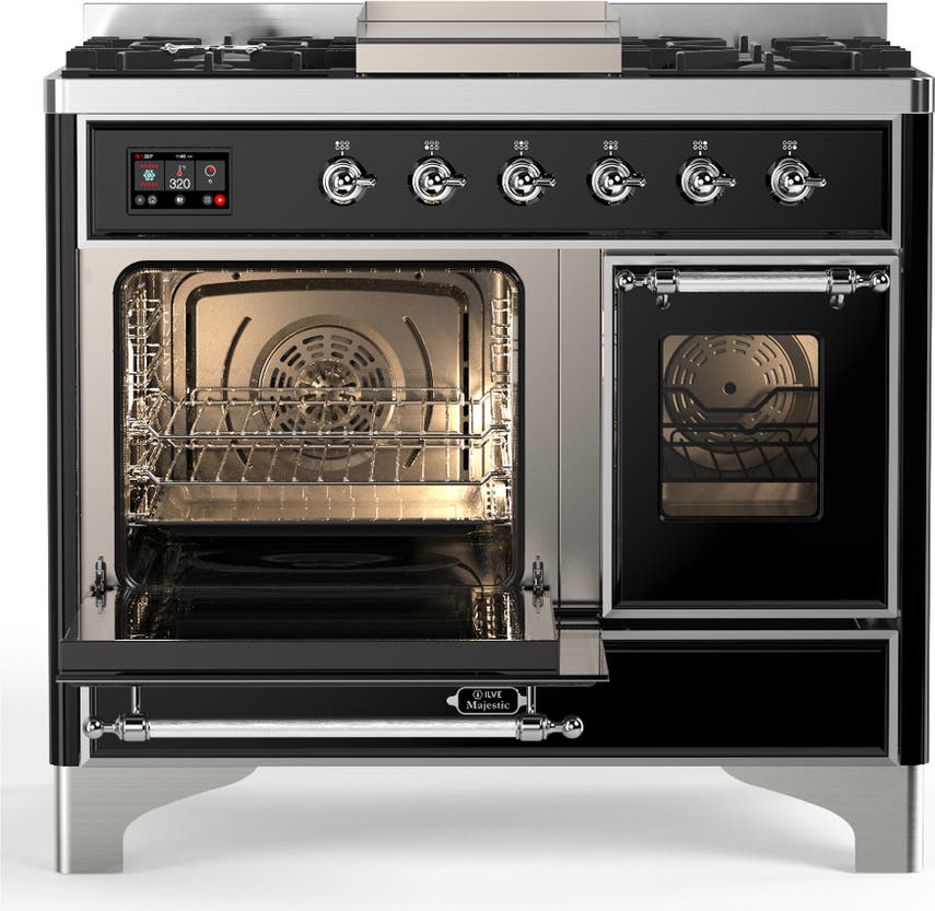 Ilve UMD40FNR3BKCLP Glossy Black With Chrome Trim, Liquid Propane