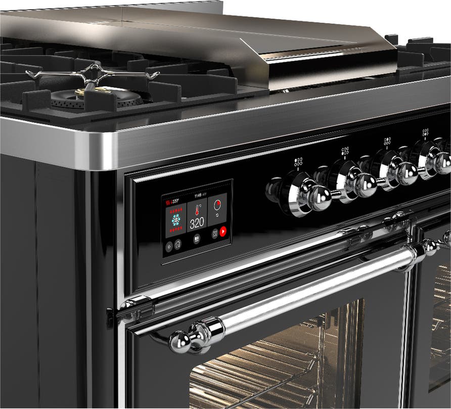 Ilve UMD40FNR3BKCLP Glossy Black With Chrome Trim, Liquid Propane