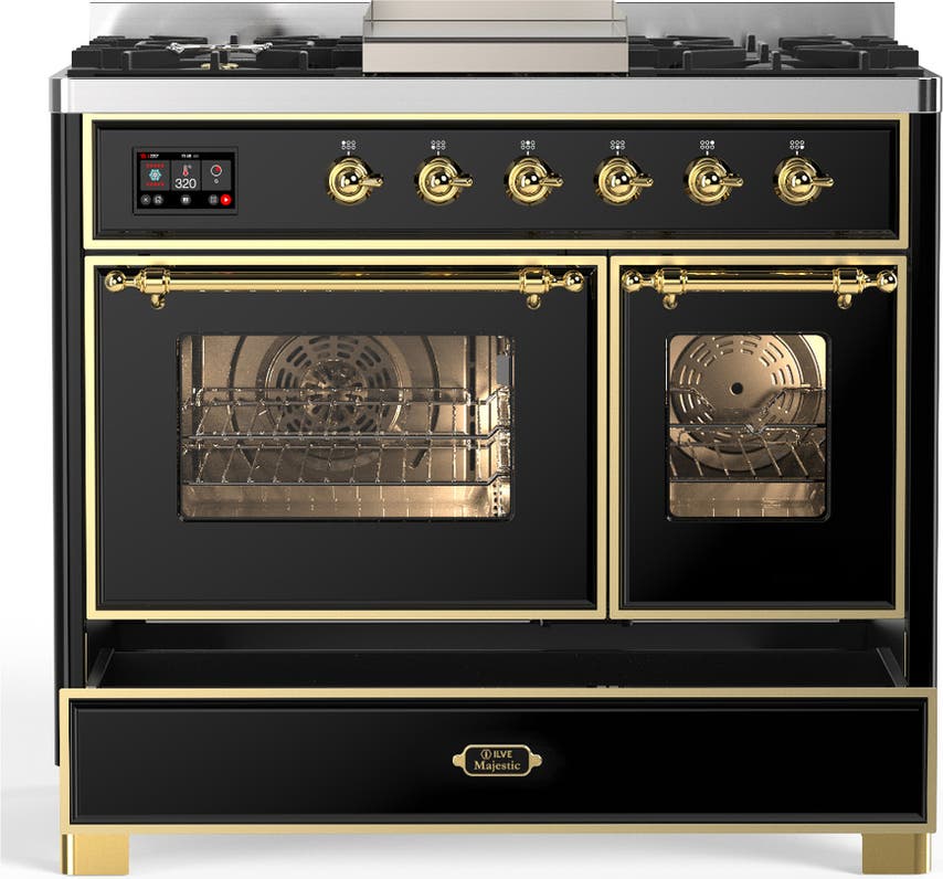 Ilve UMD40FNR3BKG Glossy Black With Brass Trim, Natural Gas