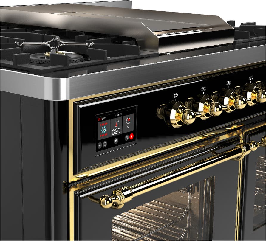 Ilve UMD40FNR3BKG Glossy Black With Brass Trim, Natural Gas