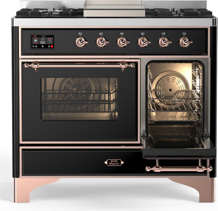 Ilve UMD40FNR3BKPLP Glossy Black With Copper Trim, Liquid Propane