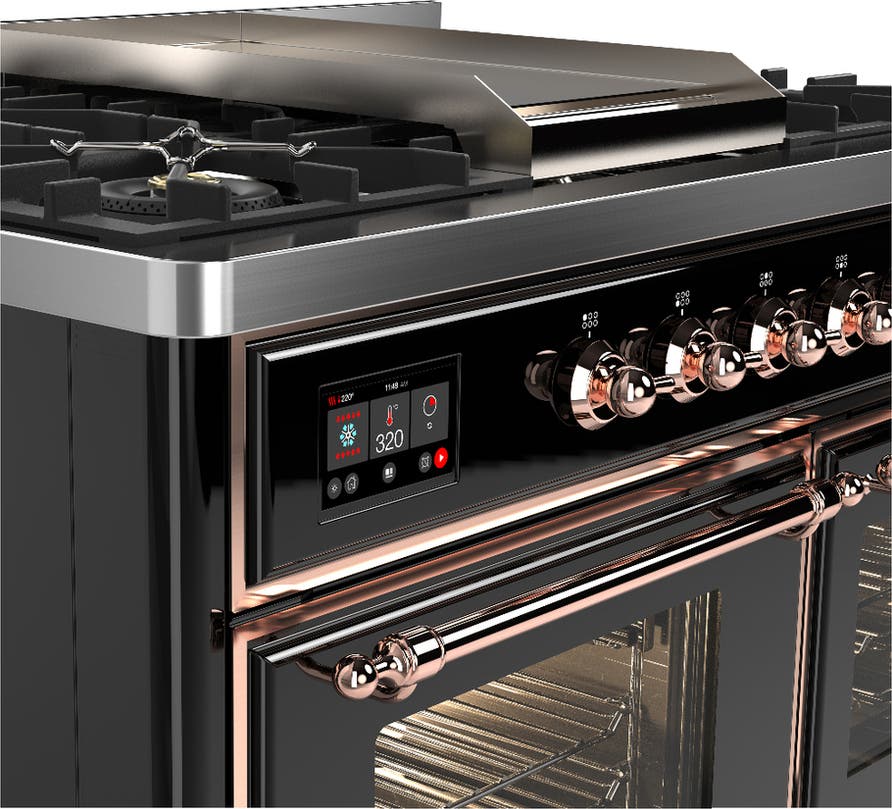 Ilve UMD40FNR3BKPLP Glossy Black With Copper Trim, Liquid Propane