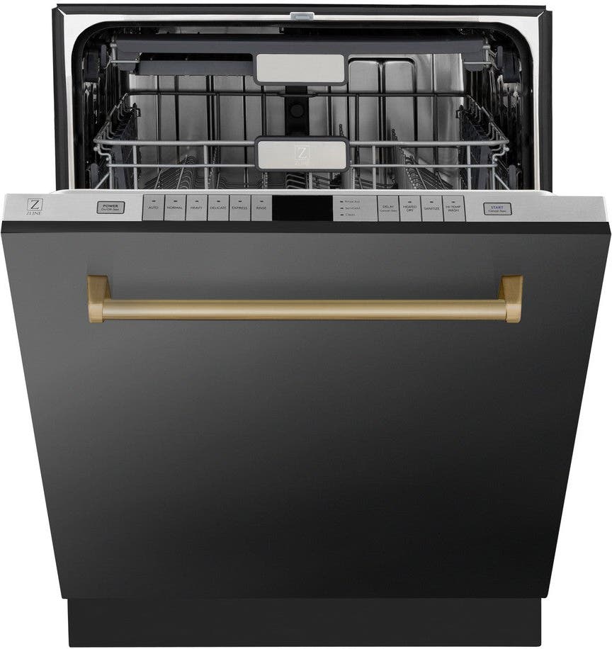 Zline DWMTZBS24CB Black Stainless with Champagne Bronze Handle