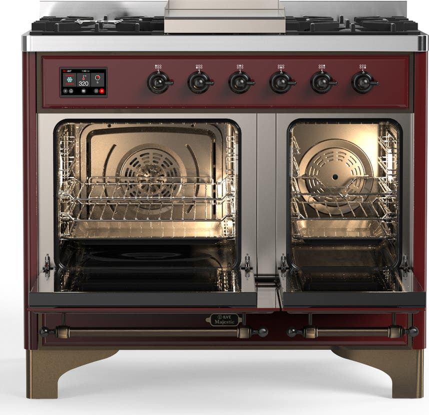 Ilve UMD40FNR3BUBLP Burgundy With Burnished Trim, Liquid Propane