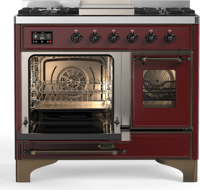 Ilve UMD40FNR3BUBLP Burgundy With Burnished Trim, Liquid Propane