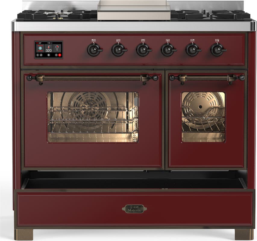 Ilve UMD40FNR3BUBLP Burgundy With Burnished Trim, Liquid Propane