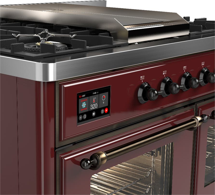 Ilve UMD40FNR3BUBLP Burgundy With Burnished Trim, Liquid Propane