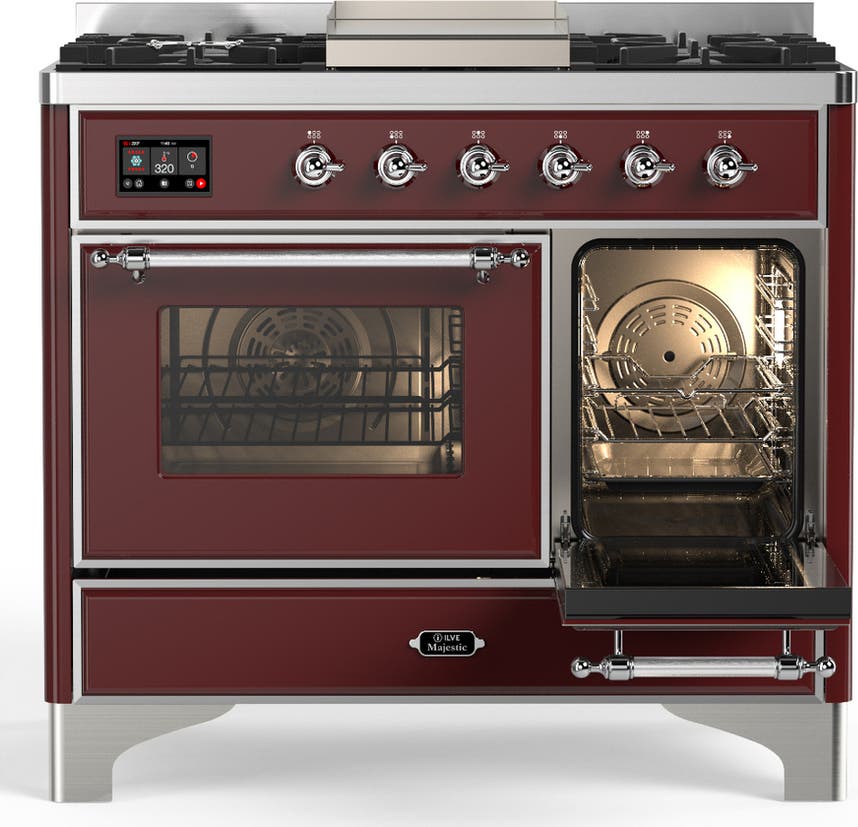 Ilve UMD40FNR3BUC Burgundy With Chrome Trim, Natural Gas