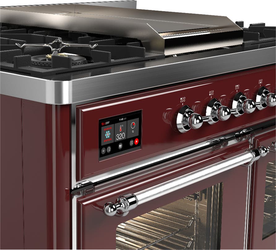 Ilve UMD40FNR3BUC Burgundy With Chrome Trim, Natural Gas