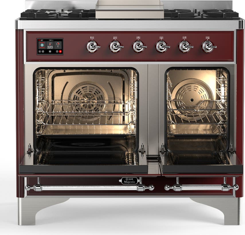 Ilve UMD40FNR3BUCLP Burgundy With Chrome Trim, Liquid Propane