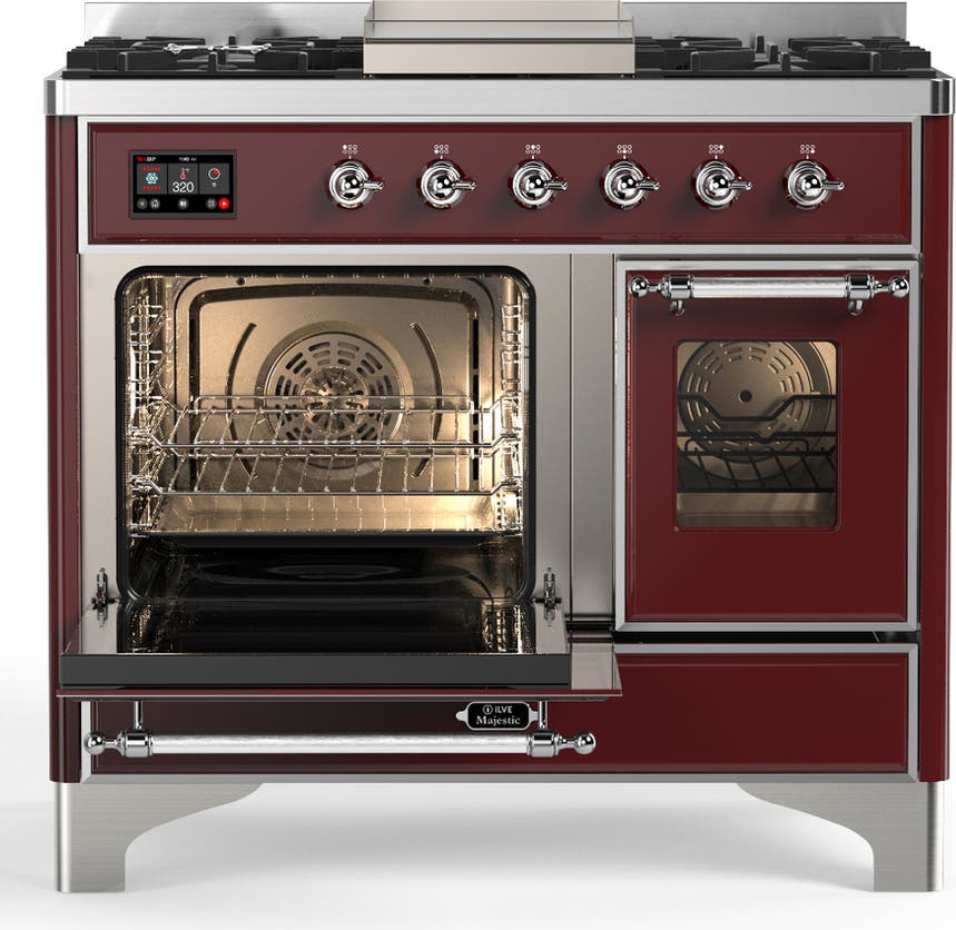 Ilve UMD40FNR3BUCLP Burgundy With Chrome Trim, Liquid Propane