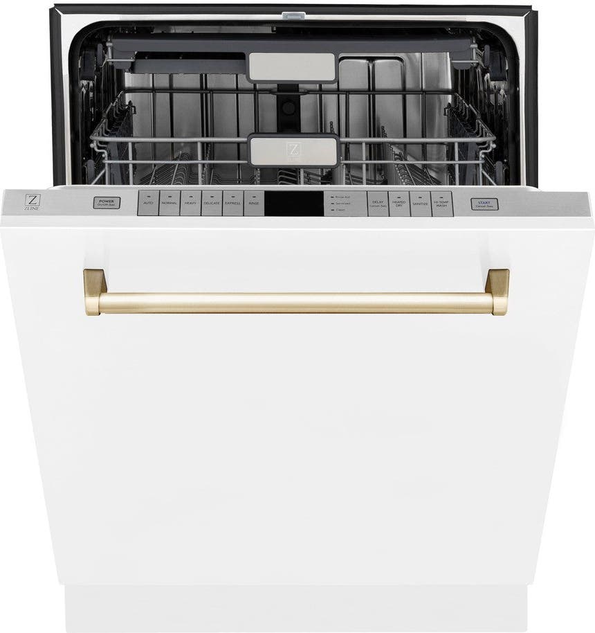 Zline DWMTZWM24G White Matte With Gold Handle, 51dba