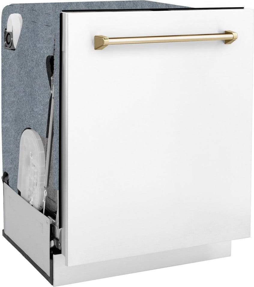 Zline DWMTZWM24G White Matte With Gold Handle, 51dba