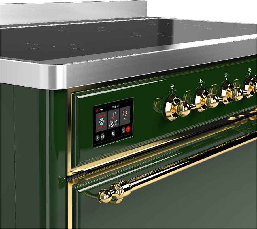 Ilve UMIB48QNR3EGG Emerald Green With Brass Trim