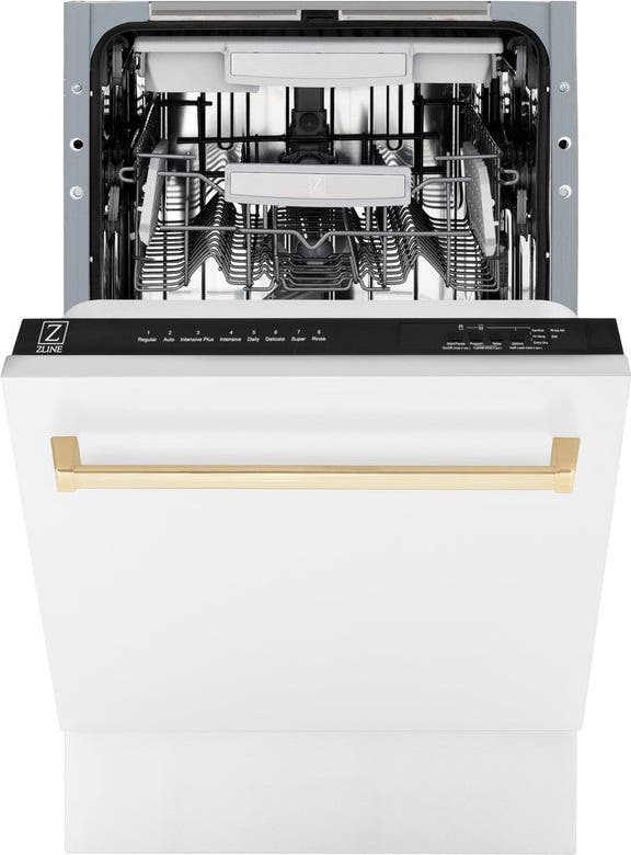 Zline DWVZWM18G White Matte With Gold Handle, 51dba