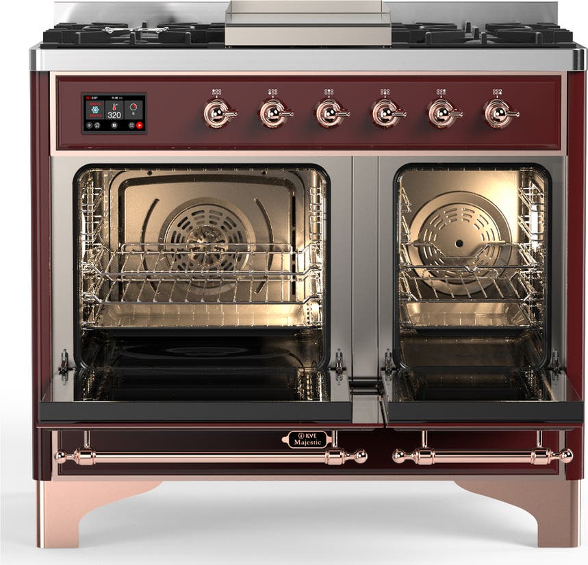 Ilve UMD40FNR3BUPLP Burgundy With Copper Trim, Liquid Propane