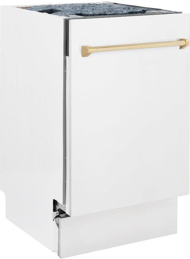 Zline DWVZWM18G White Matte With Gold Handle, 51dba