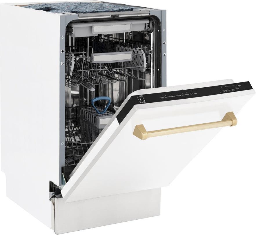 Zline DWVZWM18G White Matte With Gold Handle, 51dba