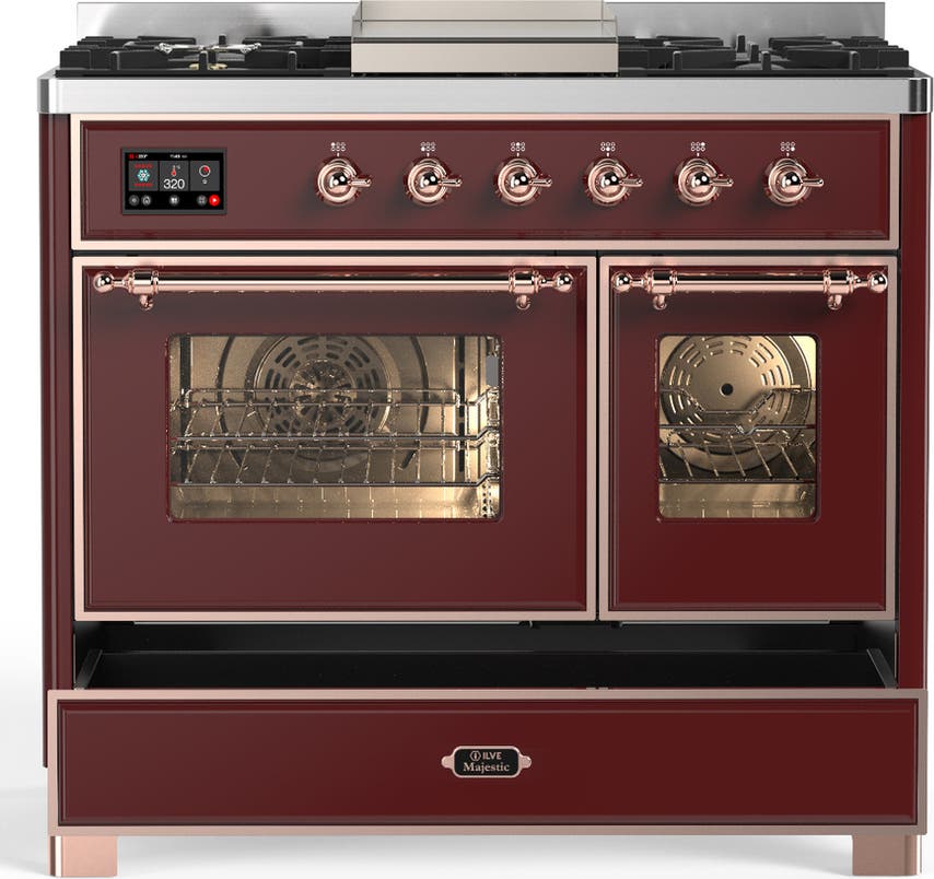 Ilve UMD40FNR3BUPLP Burgundy With Copper Trim, Liquid Propane
