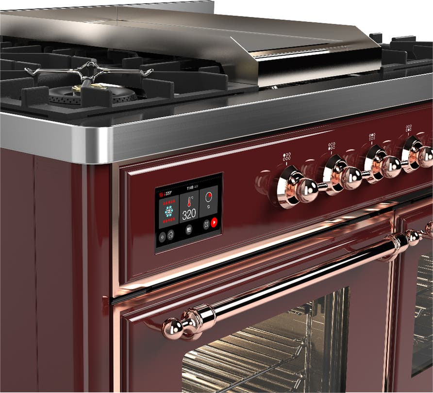 Ilve UMD40FNR3BUPLP Burgundy With Copper Trim, Liquid Propane