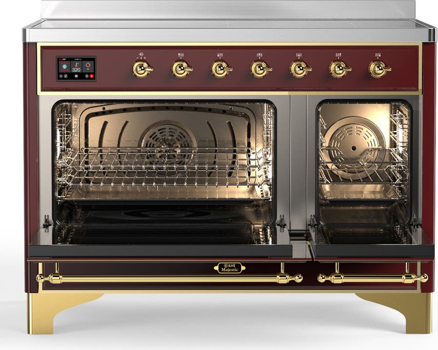 Ilve UMIB48QNR3BUG Burgundy With Brass Trim