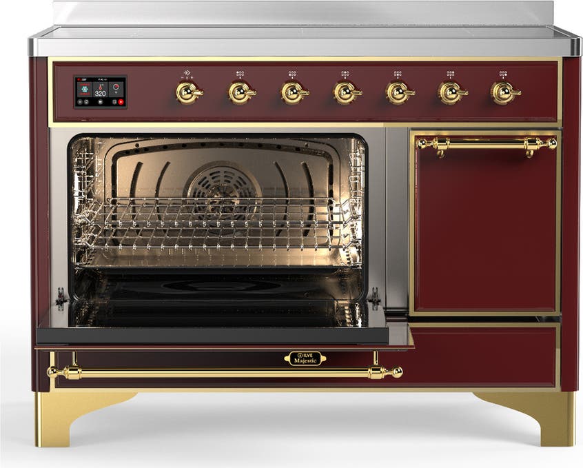 Ilve UMIB48QNR3BUG Burgundy With Brass Trim