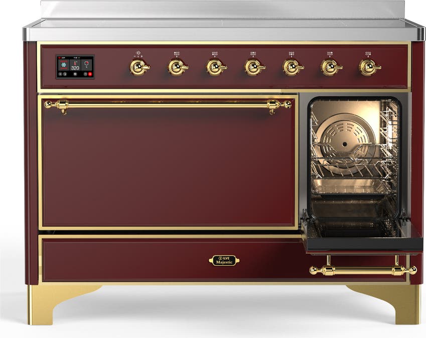 Ilve UMIB48QNR3BUG Burgundy With Brass Trim