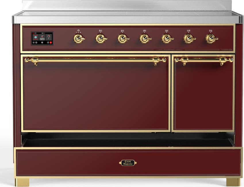 Ilve UMIB48QNR3BUG Burgundy With Brass Trim
