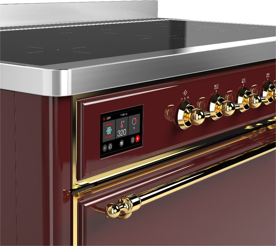 Ilve UMIB48QNR3BUG Burgundy With Brass Trim