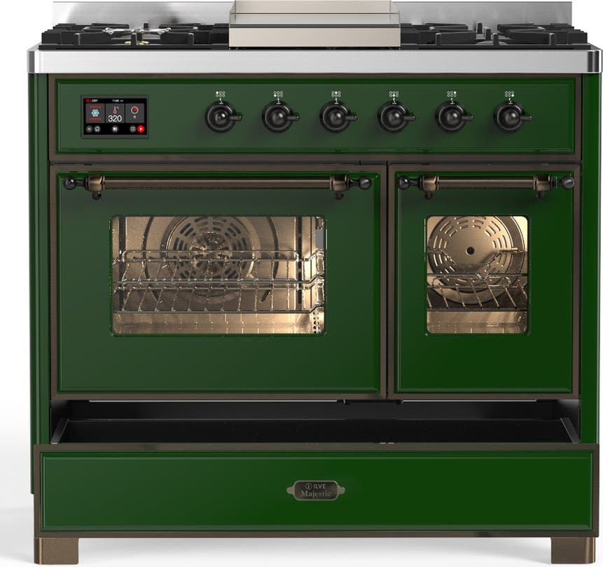 Ilve UMD40FNR3EGBLP Emerald Green With Burnished Trim, Liquid Propane
