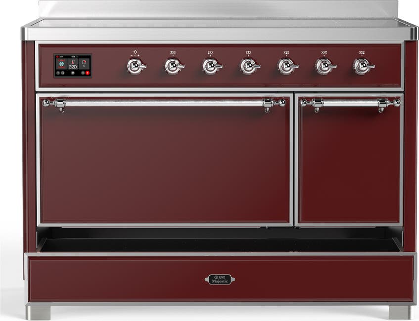 Ilve UMIB48QNR3BUC Burgundy With Chrome Trim