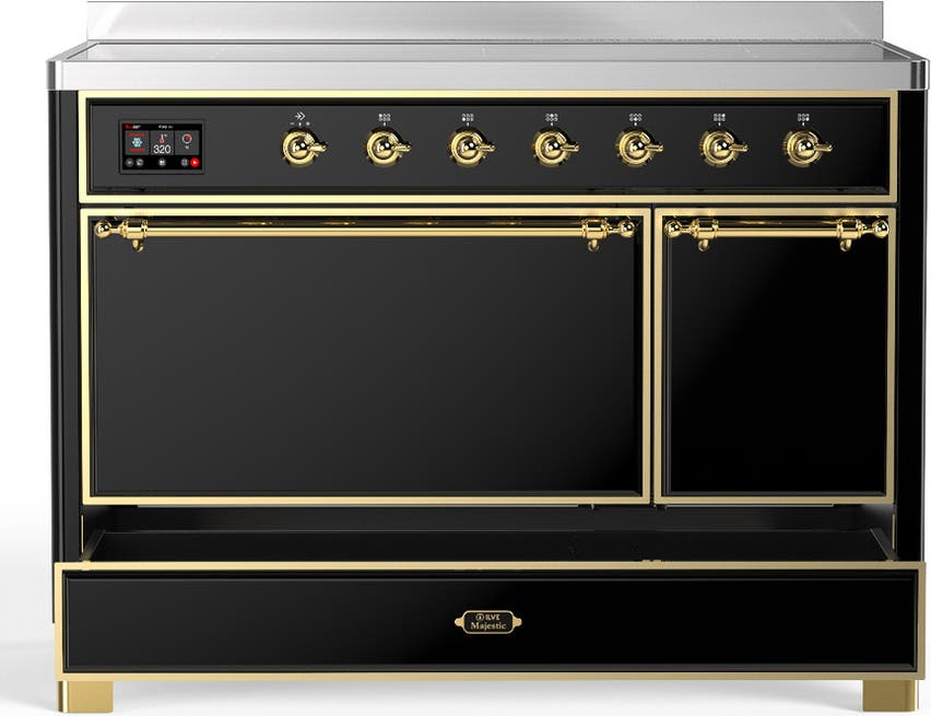 Ilve UMIB48QNR3BKG Glossy Black With Brass Trim