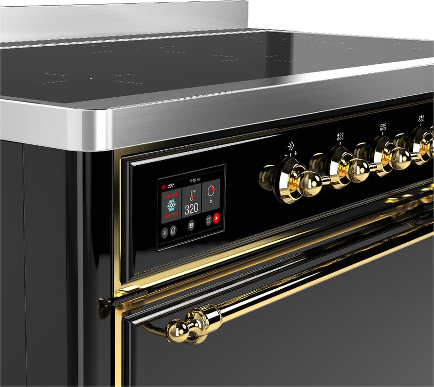 Ilve UMIB48QNR3BKG Glossy Black With Brass Trim