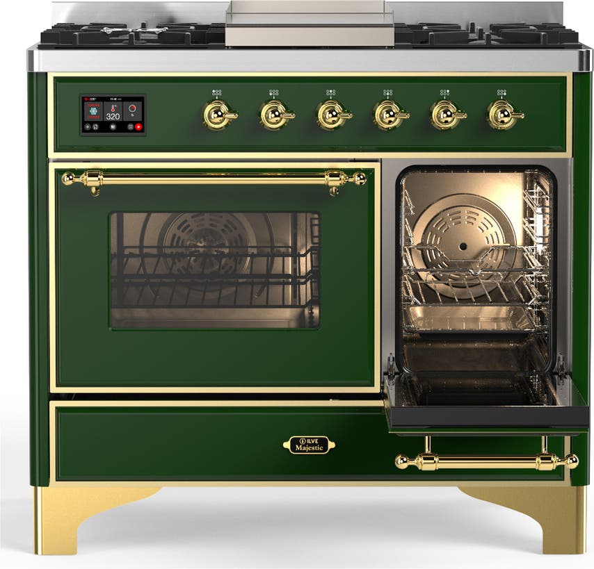 Ilve UMD40FNR3EGG Emerald Green With Brass Trim, Natural Gas