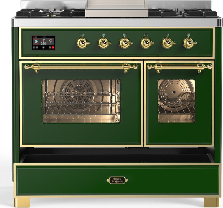 Ilve UMD40FNR3EGG Emerald Green With Brass Trim, Natural Gas