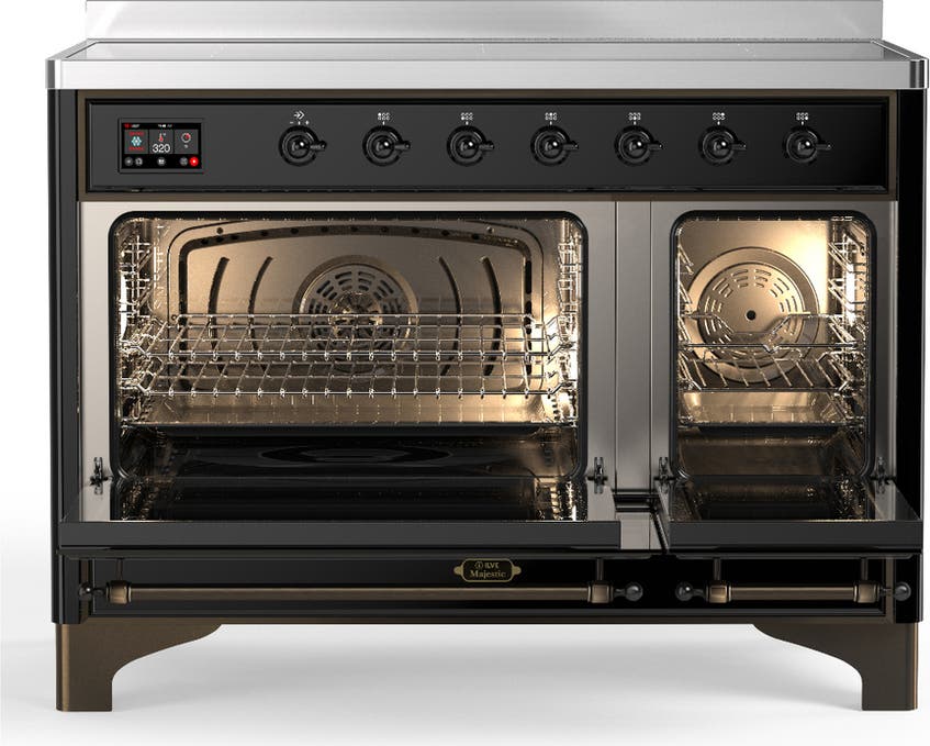 Ilve UMIB48QNR3BKB Glossy Black With Burnished Trim