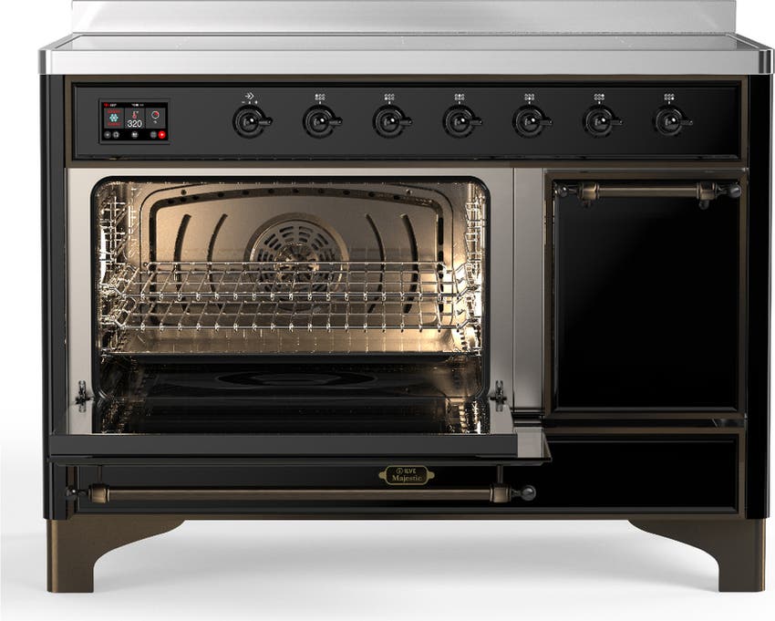Ilve UMIB48QNR3BKB Glossy Black With Burnished Trim